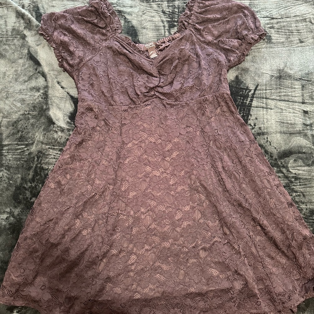 Lace Puff Sleeve Mini Dress